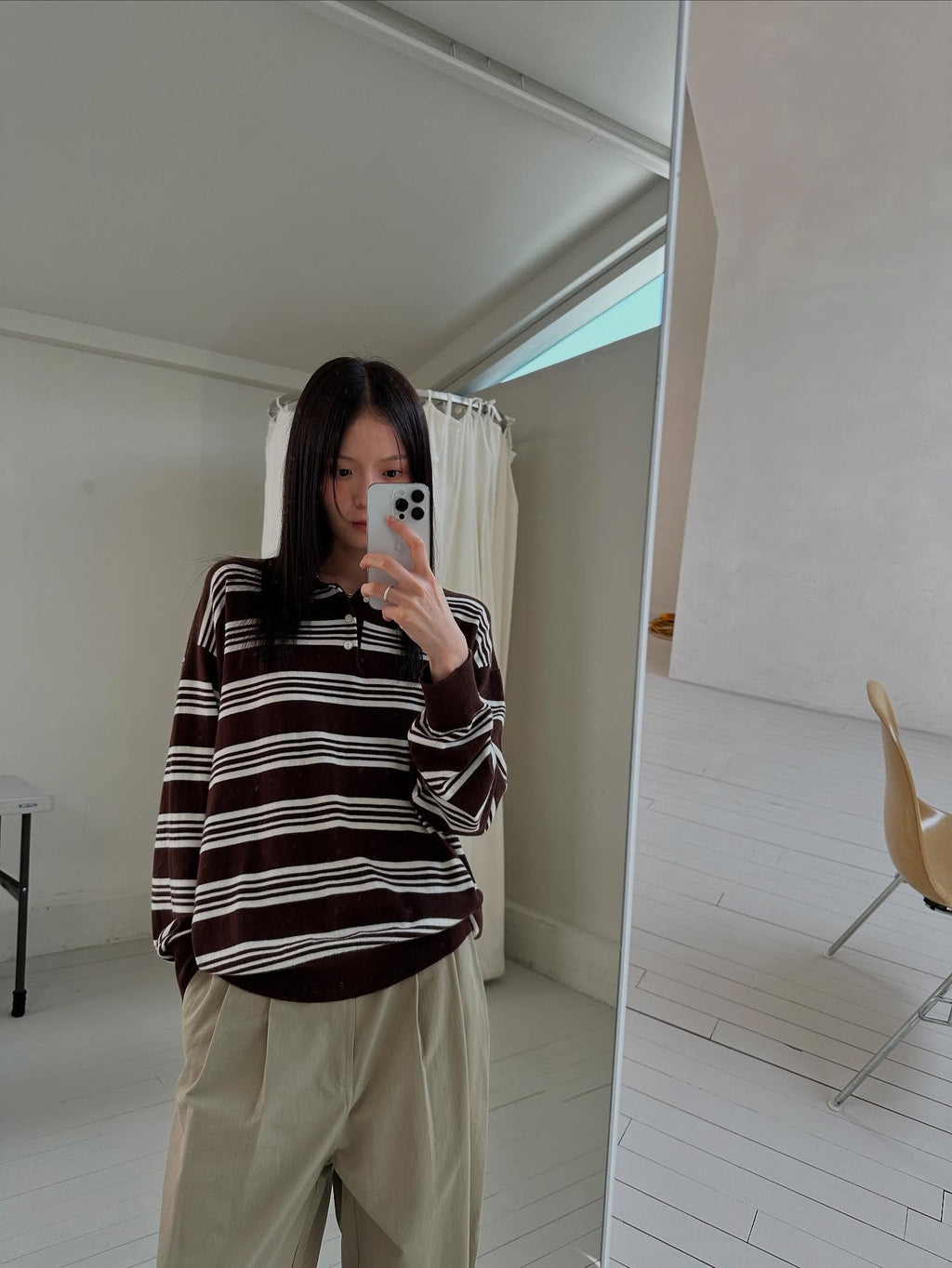 條紋翻領針織上衣 3色