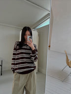 條紋翻領針織上衣 3色
