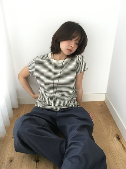顯瘦小飛袖圓領綿質Tee (6 Colors)
