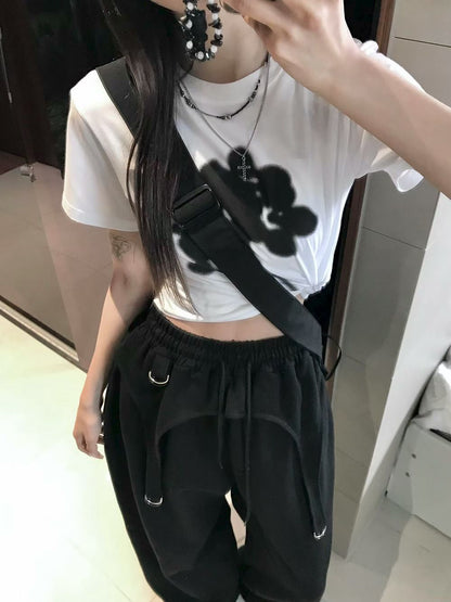 噴漆花卉短版Tee (2 Colors)