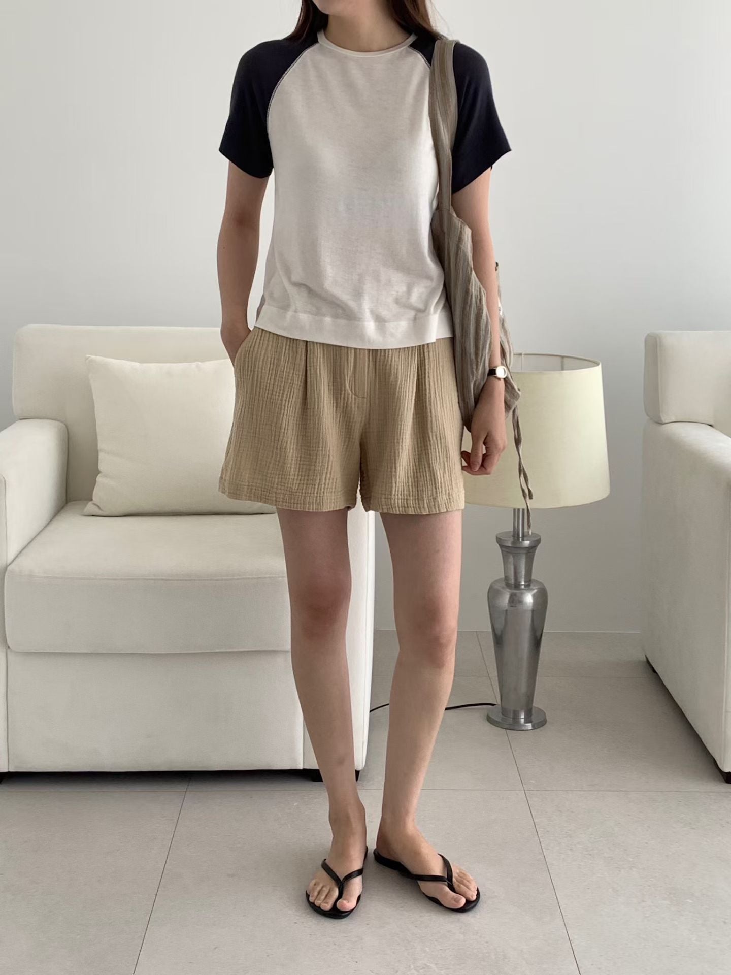 撞色明線Raglan Sleeve Tee (2 colors)