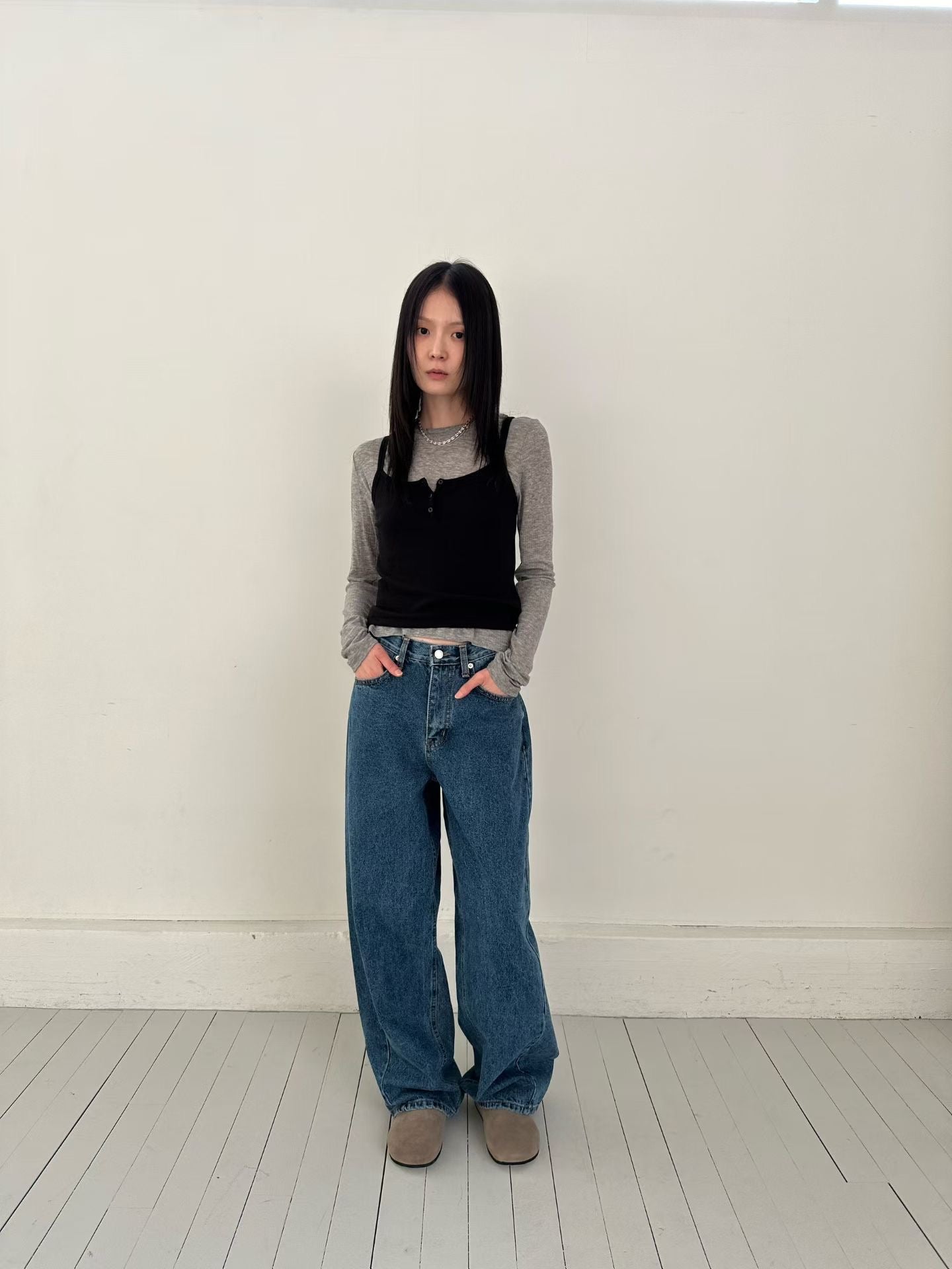 層次穿搭✨拼色背心長袖上衣 4色