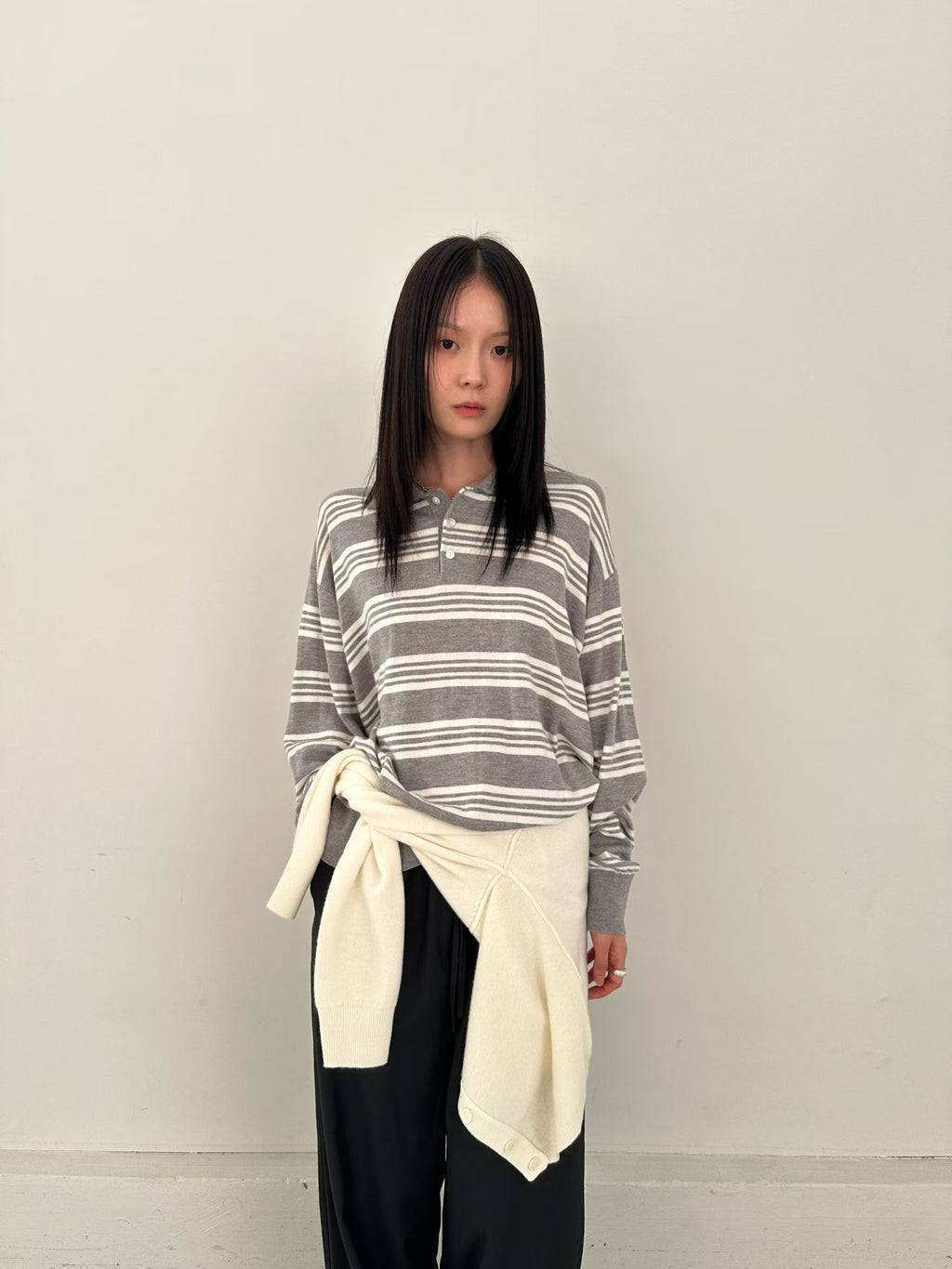條紋翻領針織上衣 3色