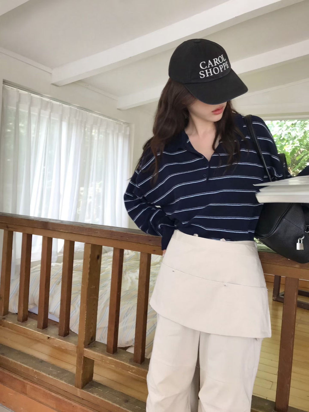 翻領條紋針織上衣 3色