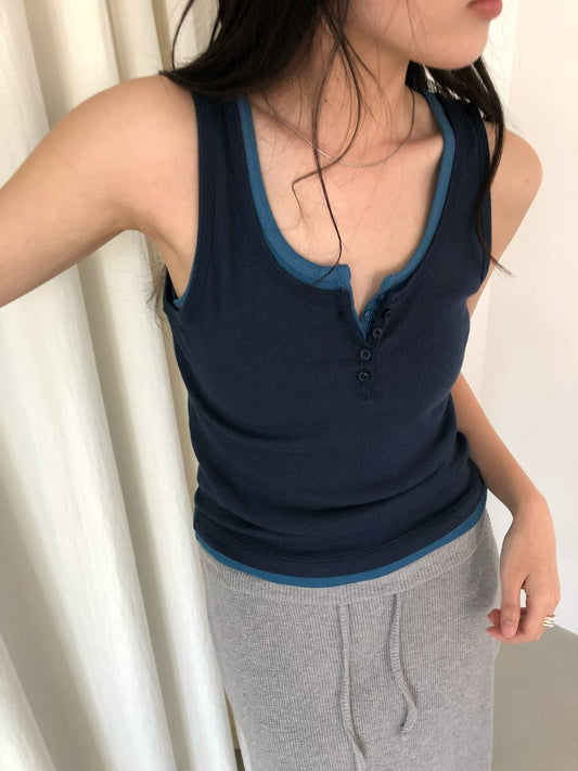 Henley 鈕扣背心 (4 Colors)