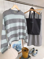 圓領條紋針織上衣 3色