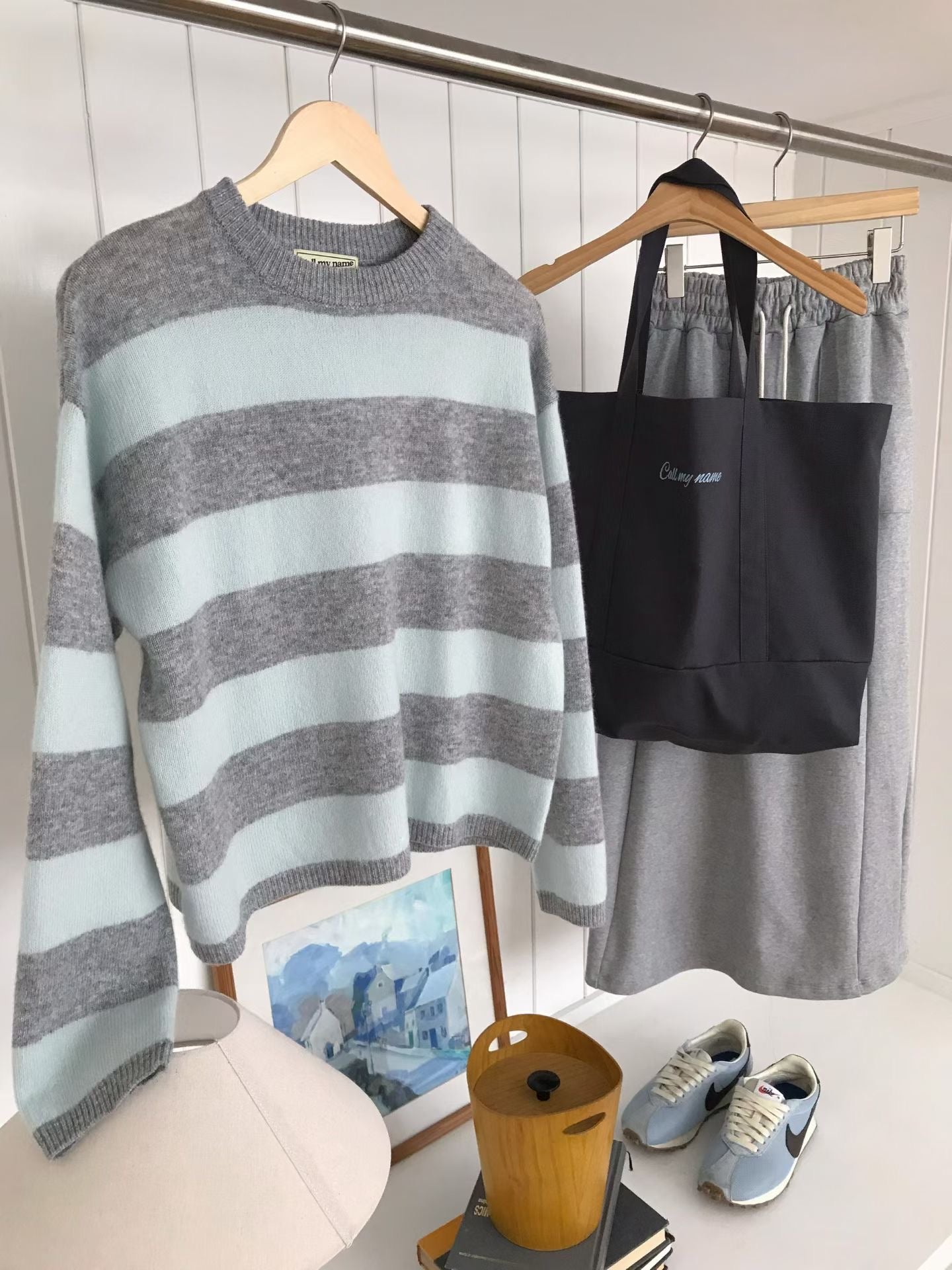 圓領條紋針織上衣 3色