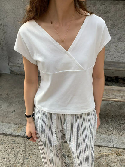 日常必備! 顯瘦V領短袖Tee (2 Colors)