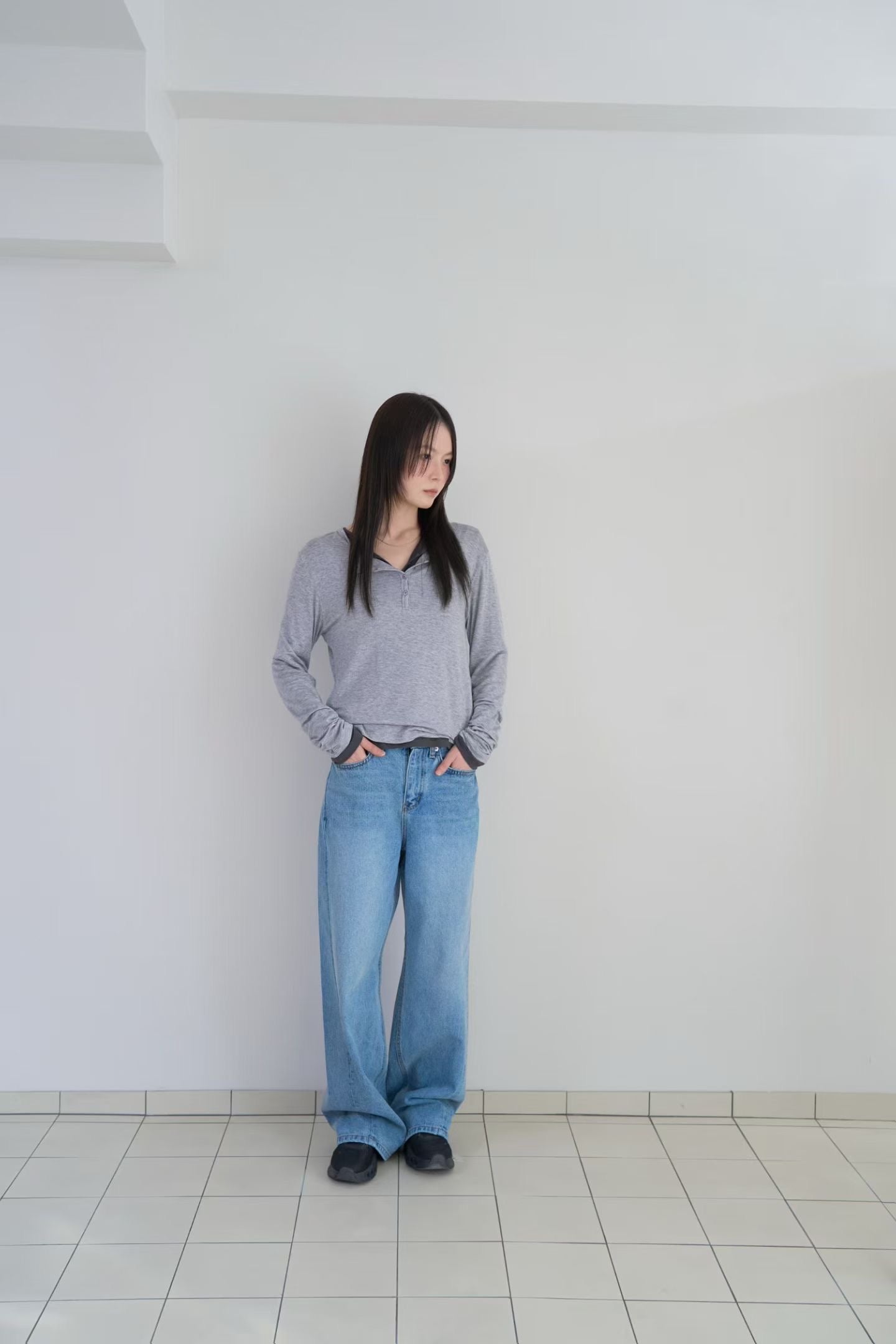 鈕扣長袖Tee (4色)