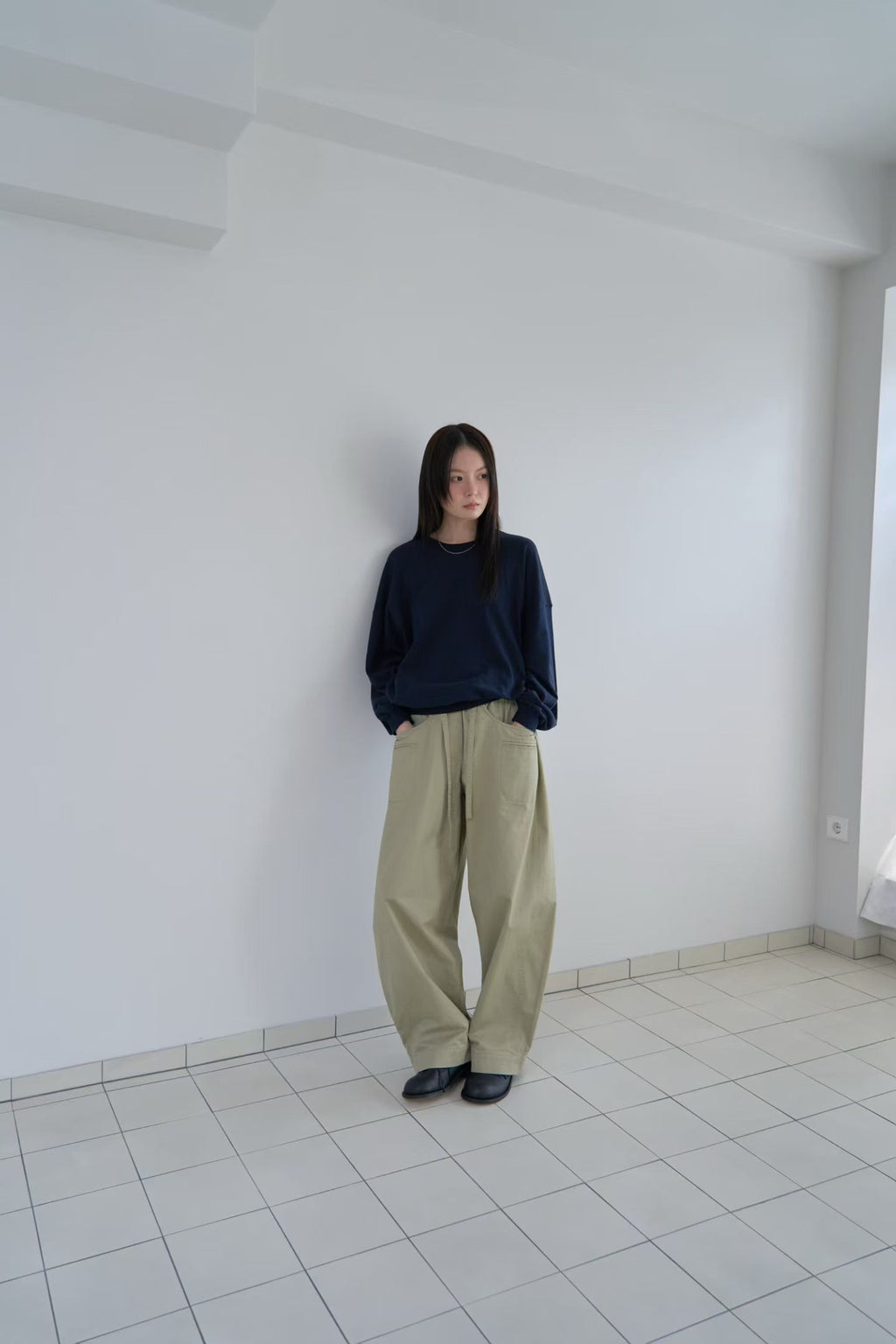 棉質寬鬆長褲 (2色)