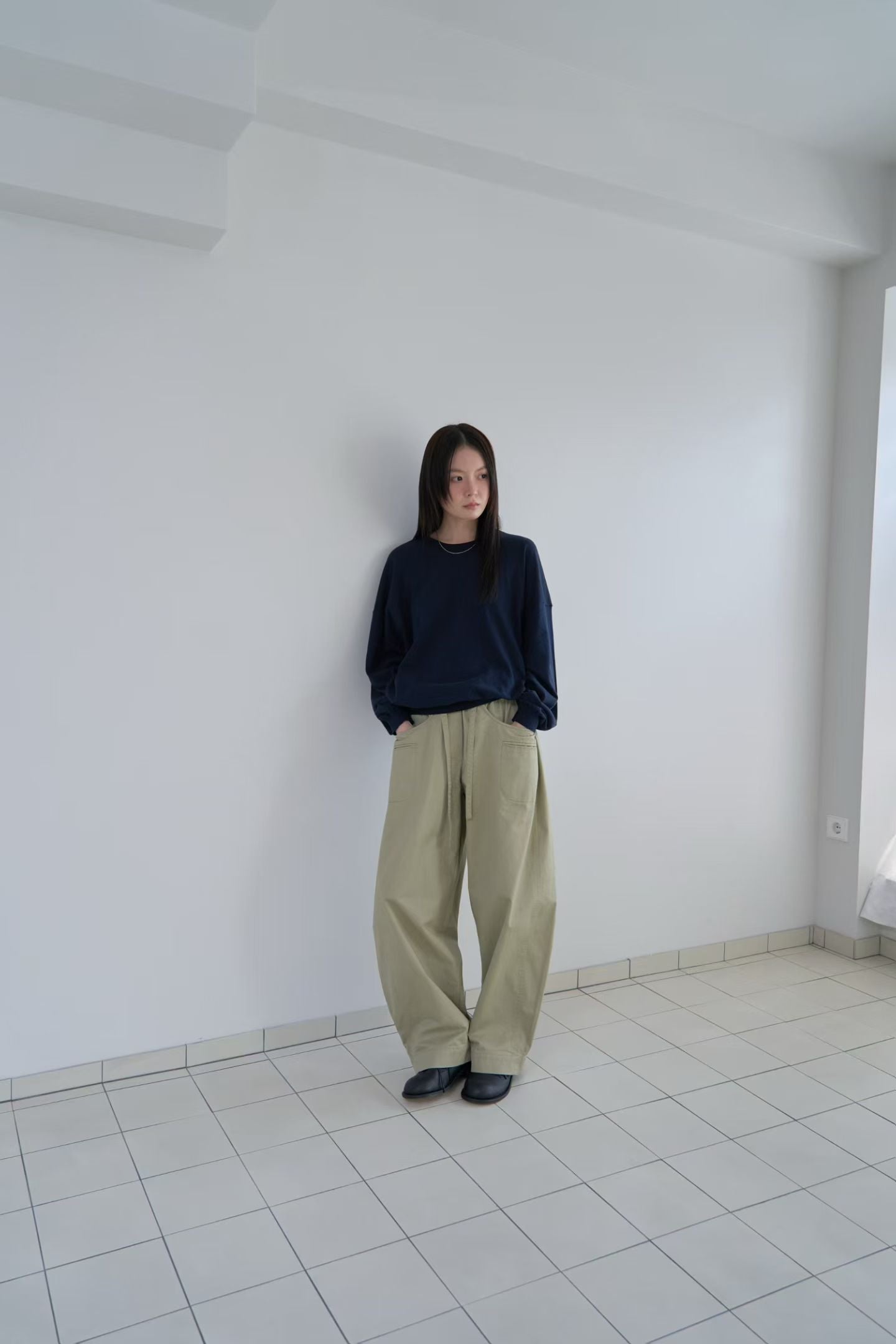 棉質寬鬆長褲 (2色)