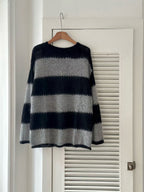 條紋寬鬆針織上衣 2色