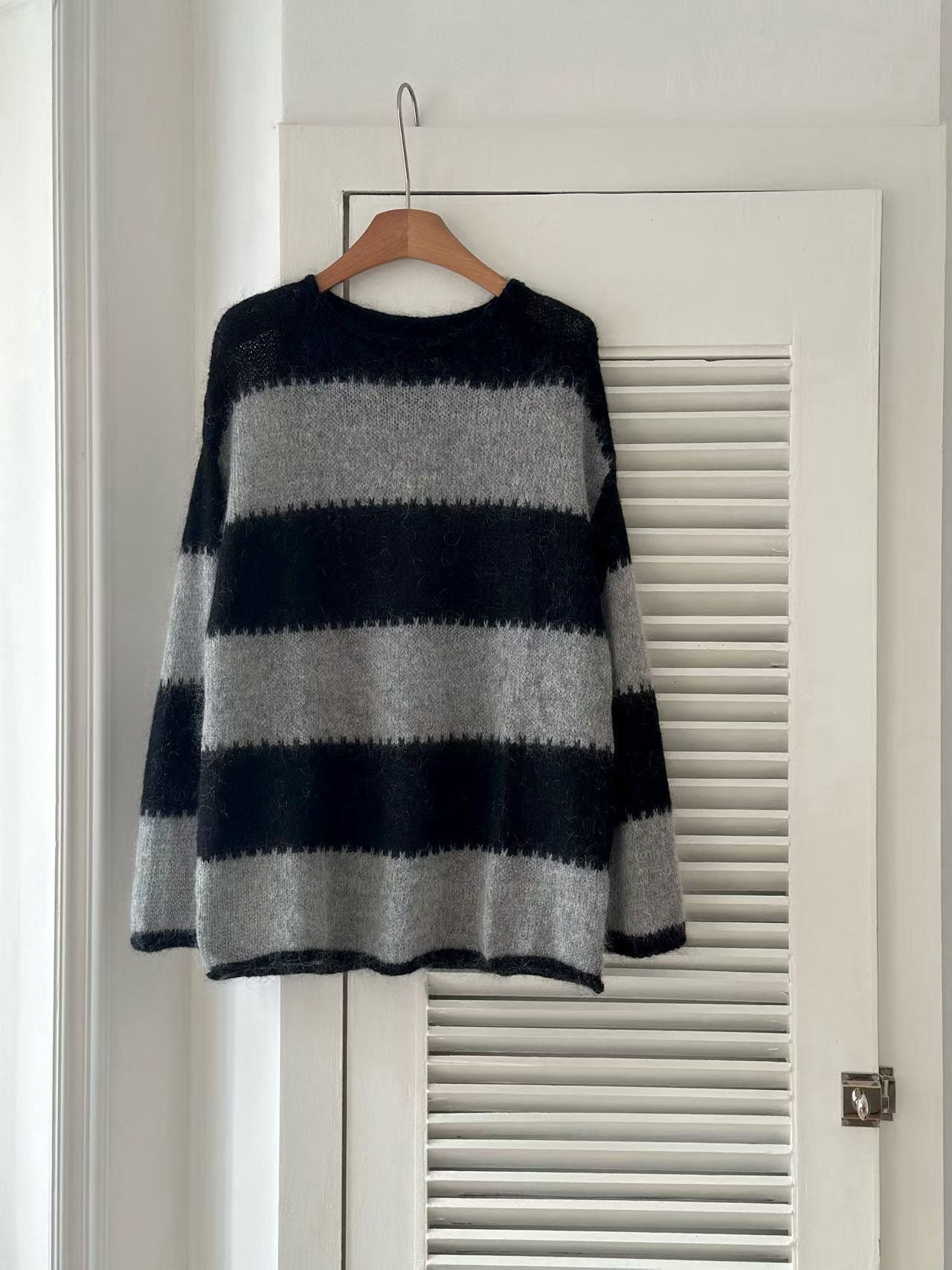 條紋寬鬆針織上衣 2色