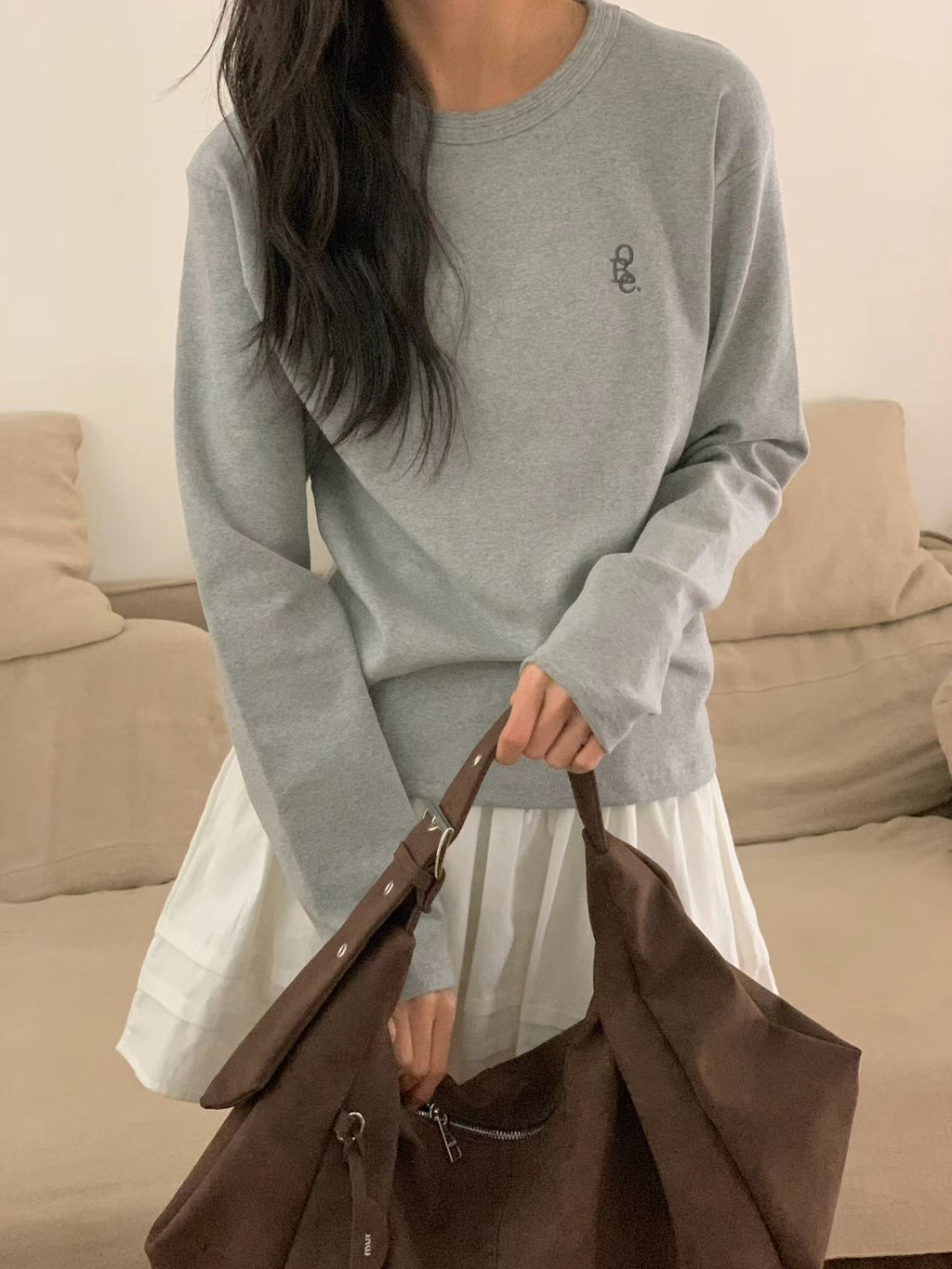 圓領淨色長袖Tee 3色