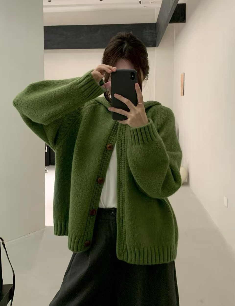 連帽鈕扣針織外套 6色