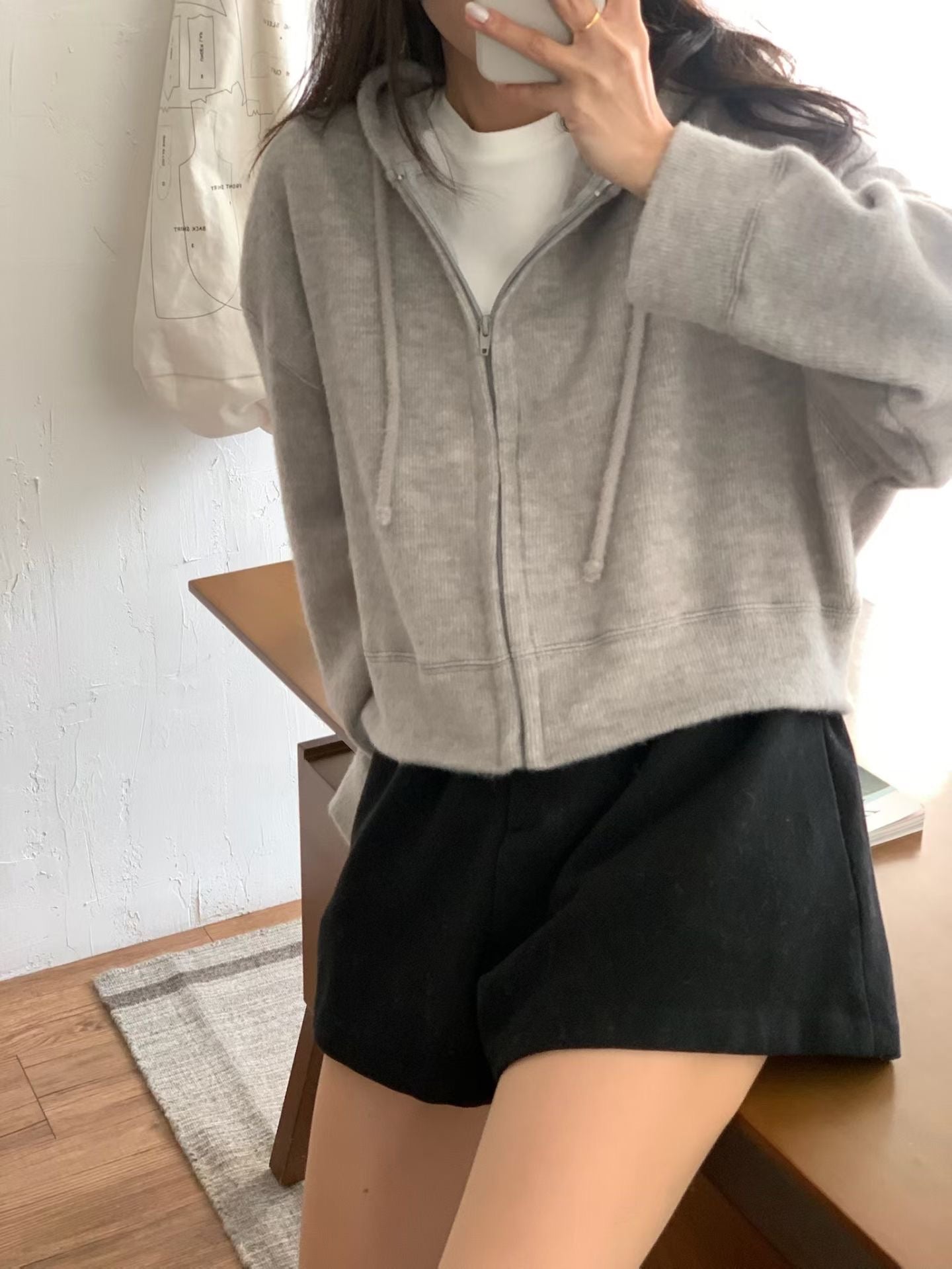 針織連帽外套 (2色)