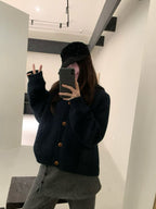 連帽鈕扣針織外套 6色