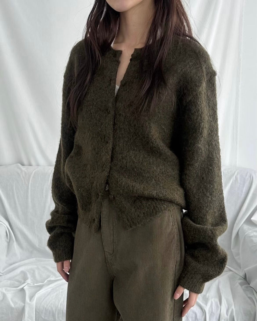 馬海毛圓領針織外套 4色