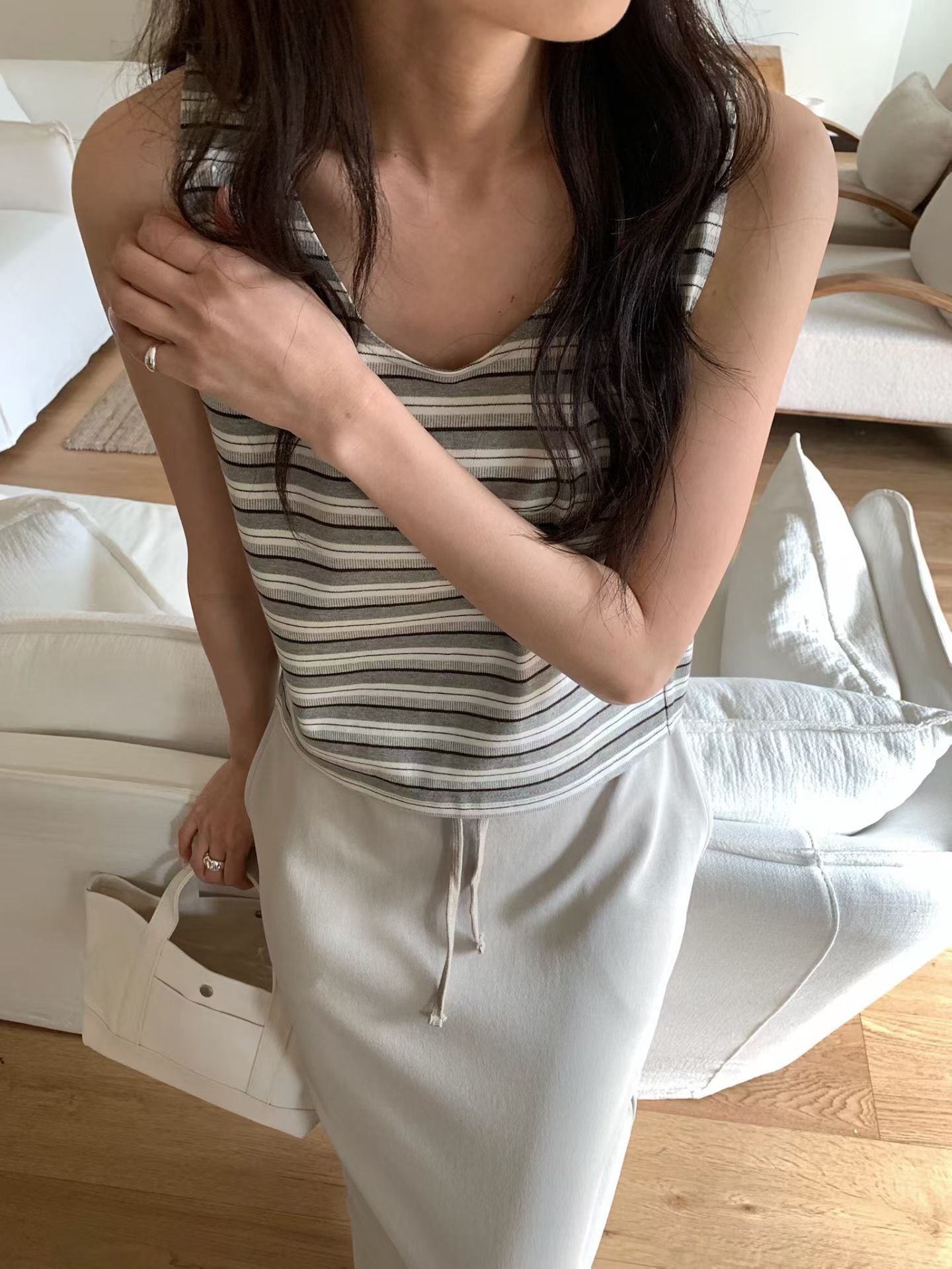 簡約條紋顯瘦背心 (3 Colors)