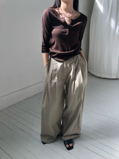 Button-Front Short Sleeve Tee (3 Colors)