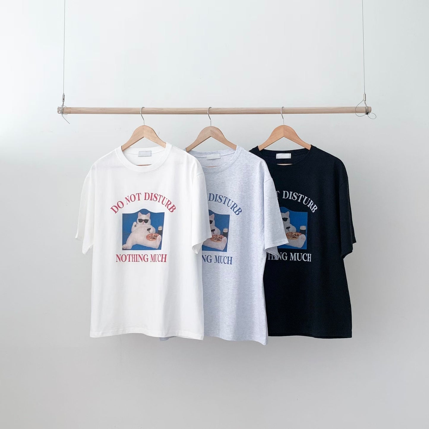慵懶小貓棉質Tee (3 Colors)