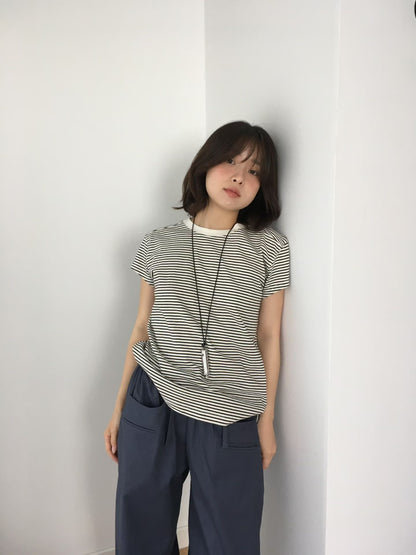 顯瘦小飛袖圓領綿質Tee (6 Colors)