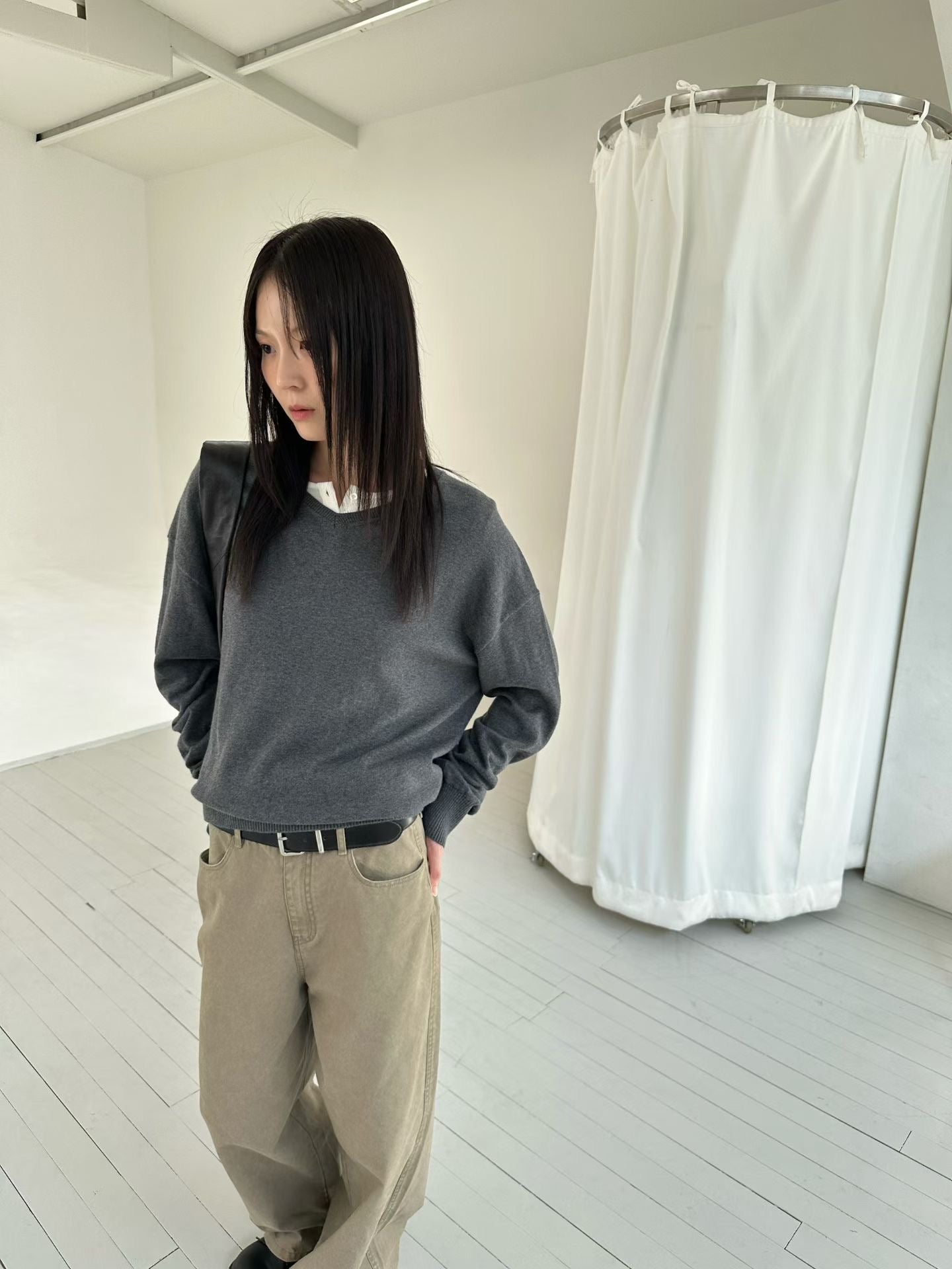 V領針織上衣 4色