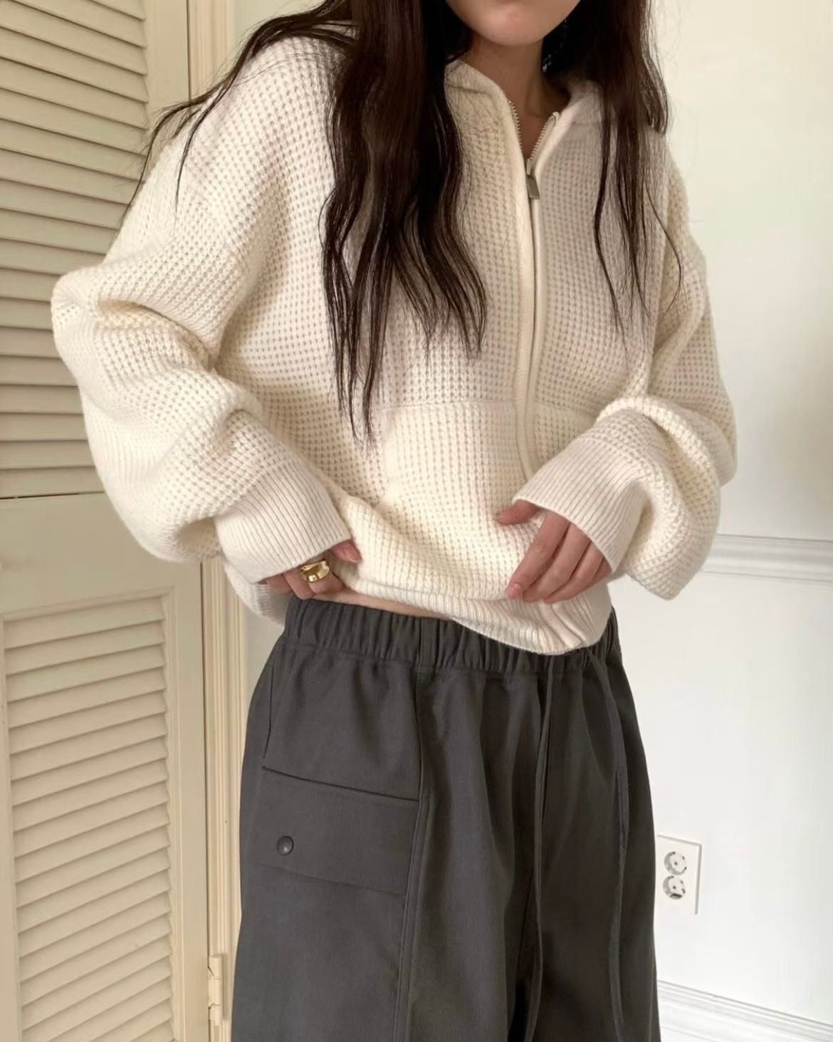 窩夫格連帽外套 3色