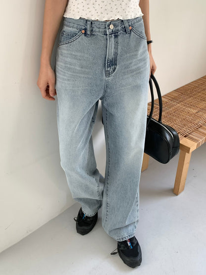 Snow Wash Straight Jeans