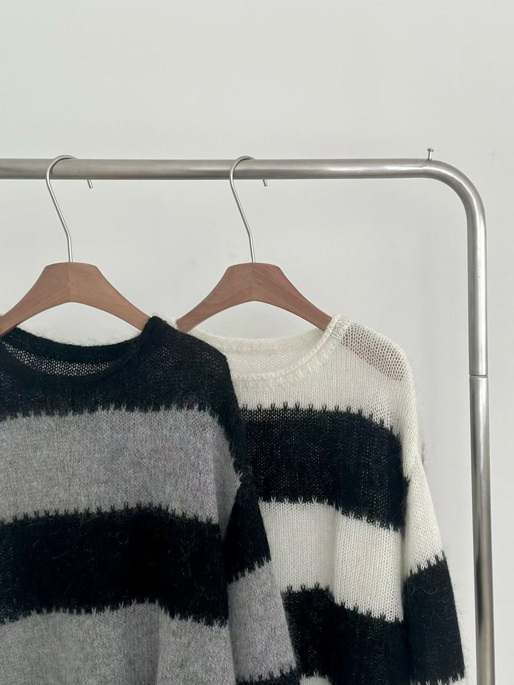 條紋寬鬆針織上衣 2色