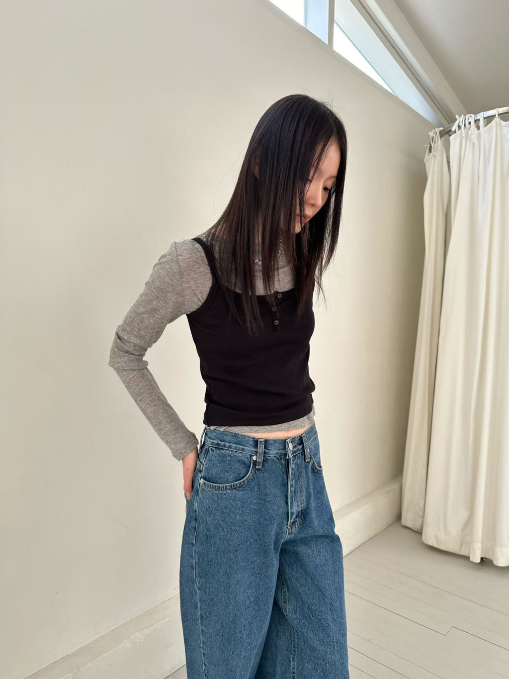 層次穿搭✨拼色背心長袖上衣 4色