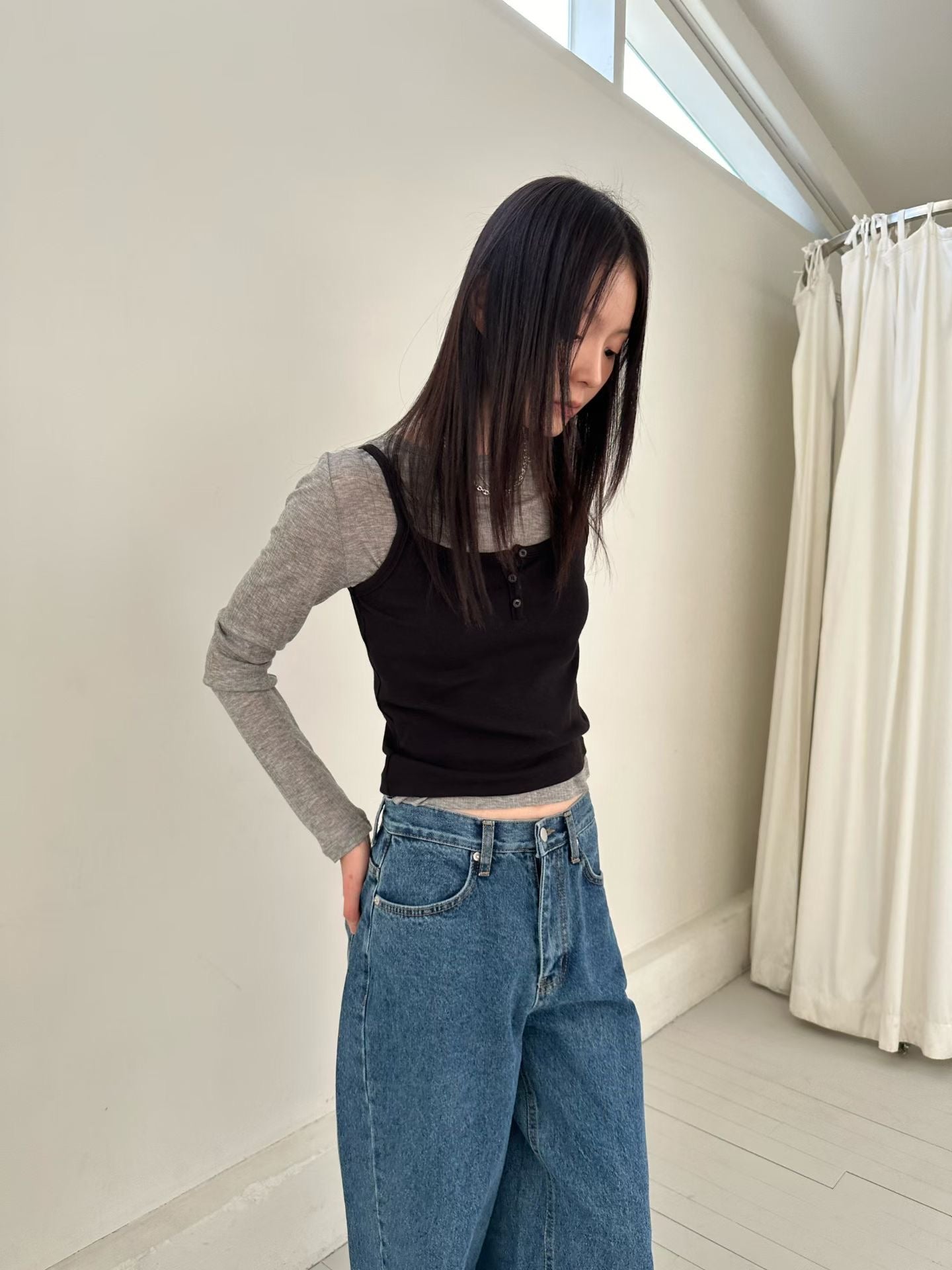 層次穿搭✨拼色背心長袖上衣 4色