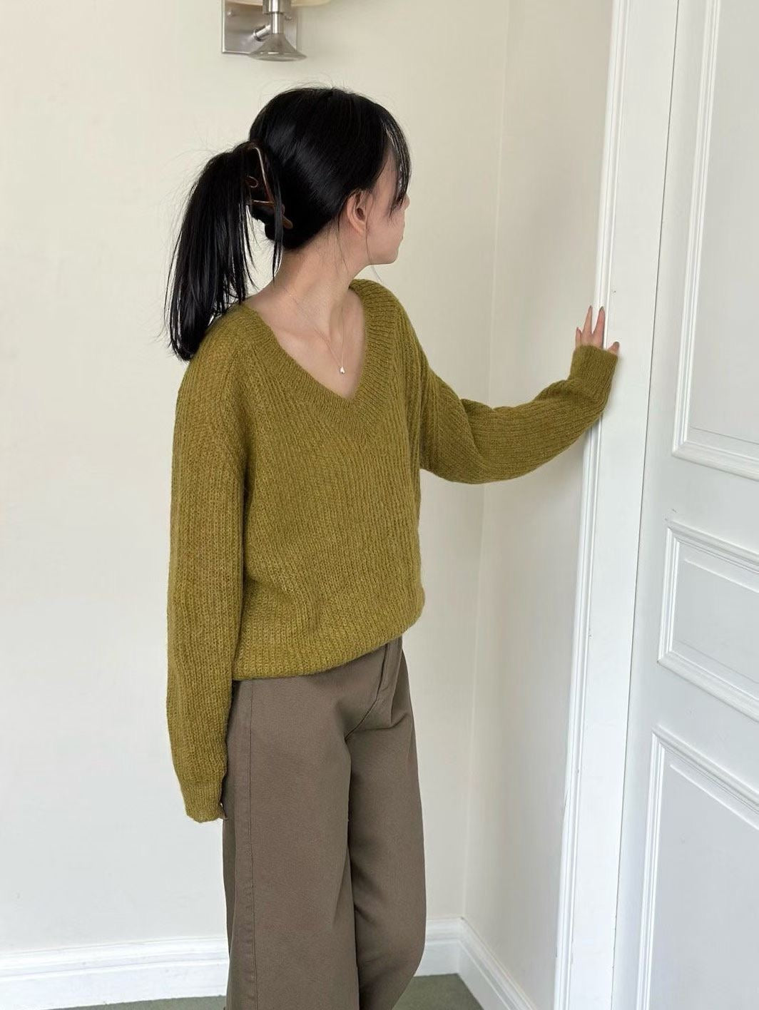 V領針織上衣 4色