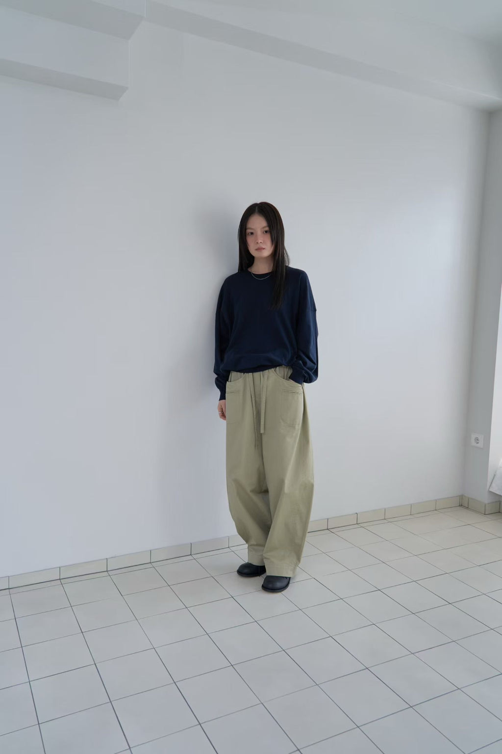 棉質寬鬆長褲 (2色)