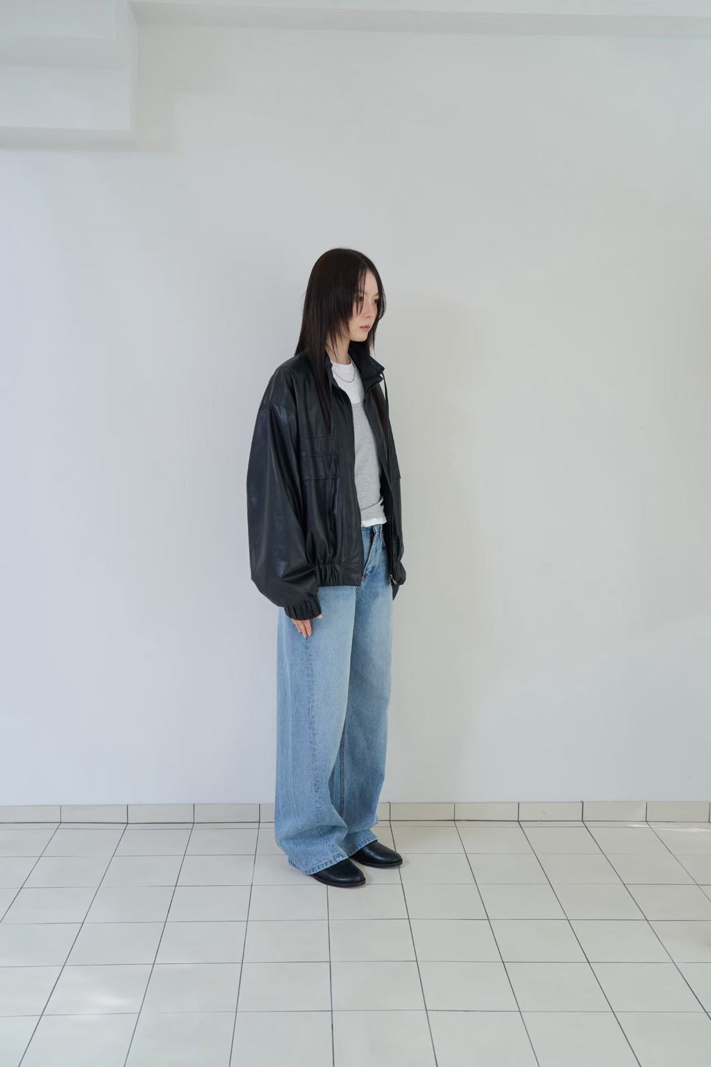 Faux Leather Harrington Jacket