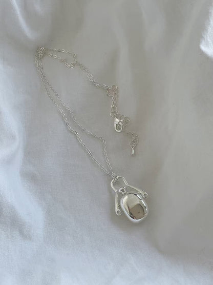 Perfume Bottle Silver Plated Long Necklace
