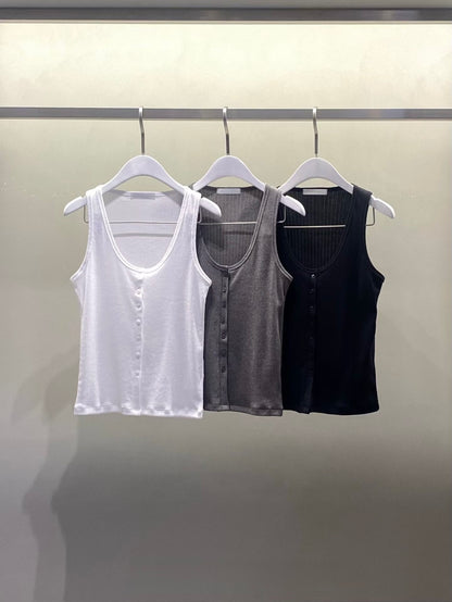 Minimalist Button-Front Tank Top (3 Colors)