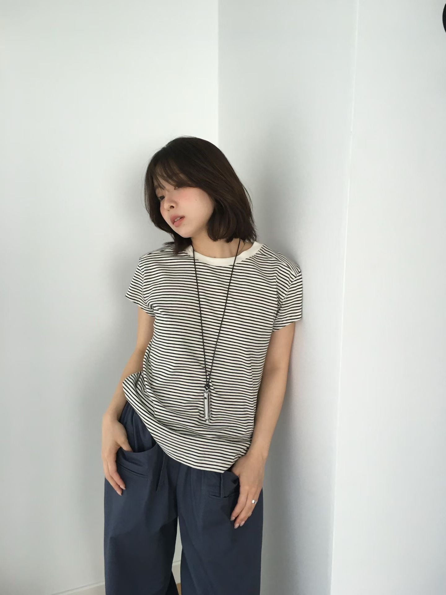 顯瘦小飛袖圓領綿質Tee (6 Colors)