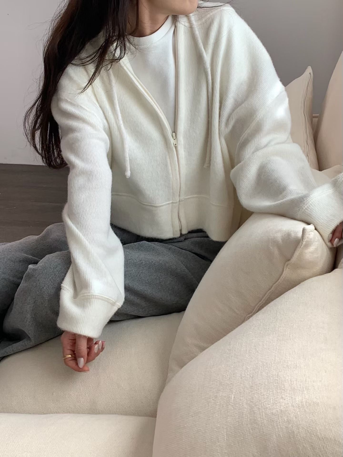 針織連帽外套 (2色)