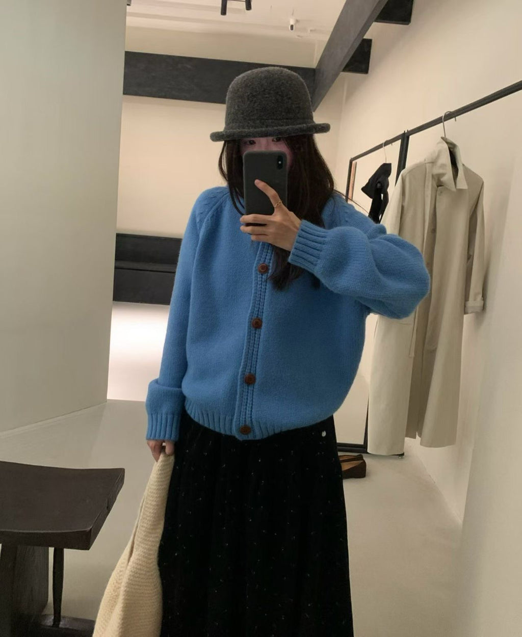 連帽鈕扣針織外套 6色