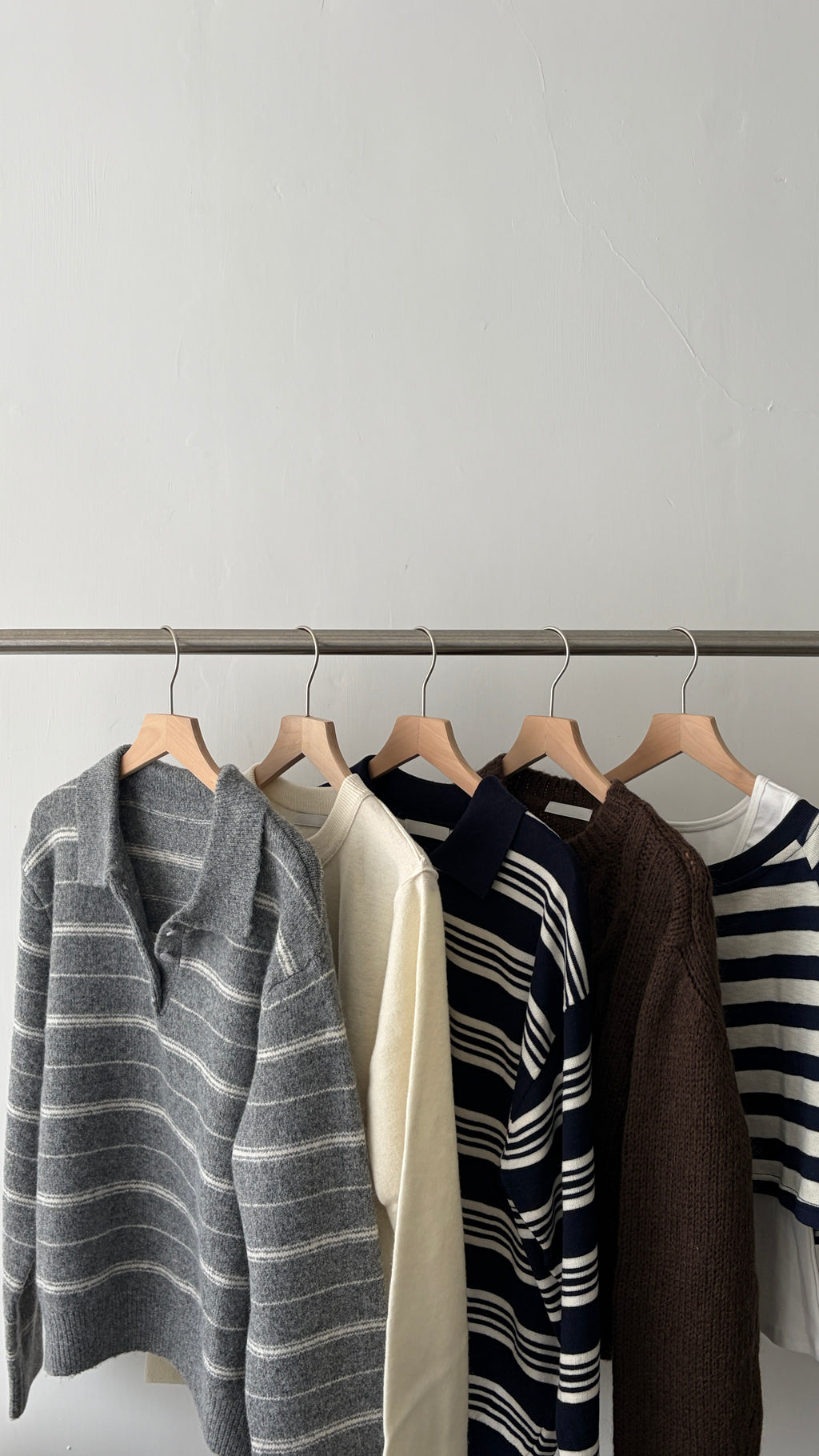 條紋翻領針織上衣 3色 (現貨)
