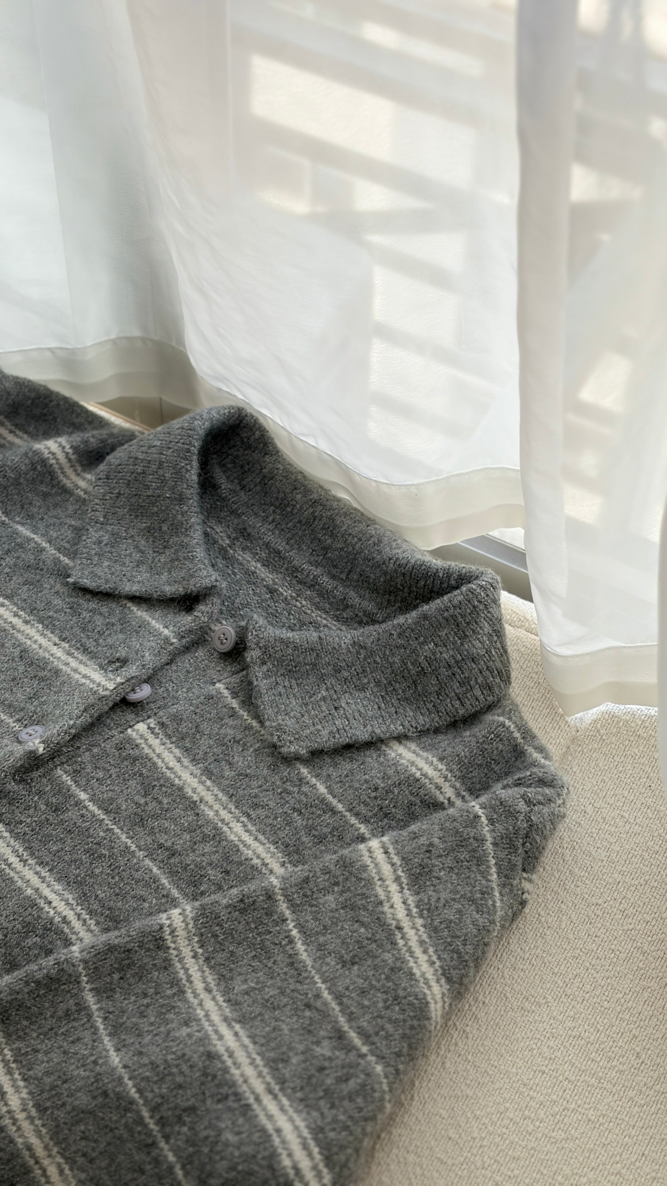 條紋翻領針織上衣 3色 (現貨)