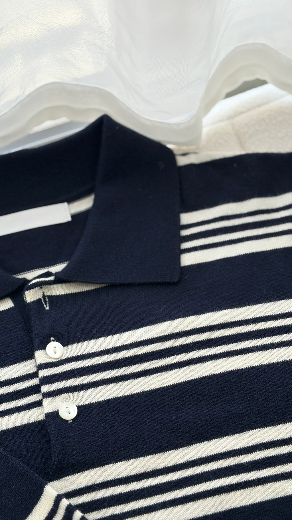 條紋翻領針織上衣 (3色)