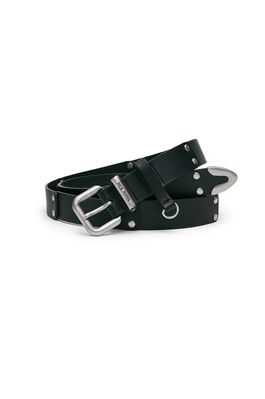 Matinkim DOUBLE STUD LEATHER BELT IN BLACK