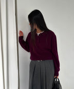翻領針織上衣 4色