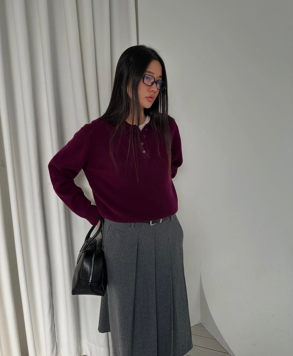 翻領針織上衣 4色