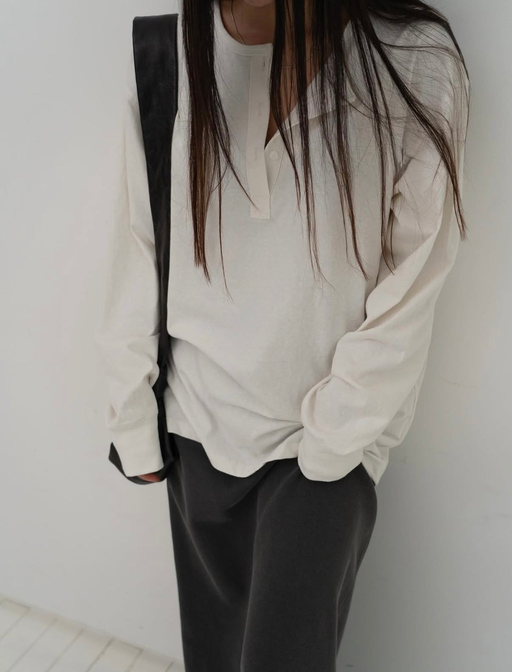 淨色後開叉長裙