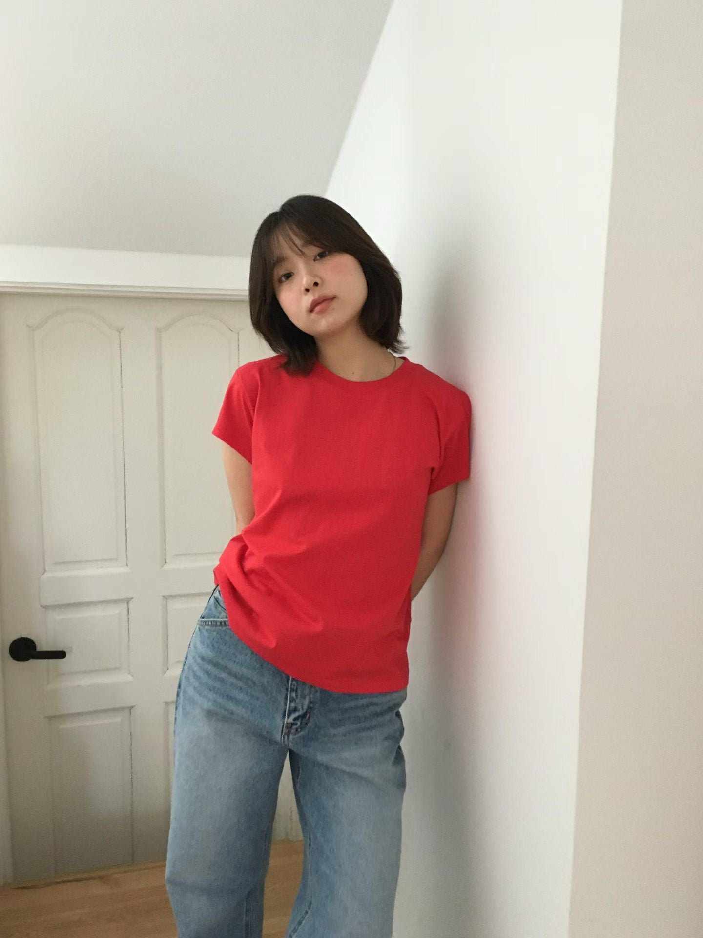 顯瘦小飛袖圓領綿質Tee (6 Colors)