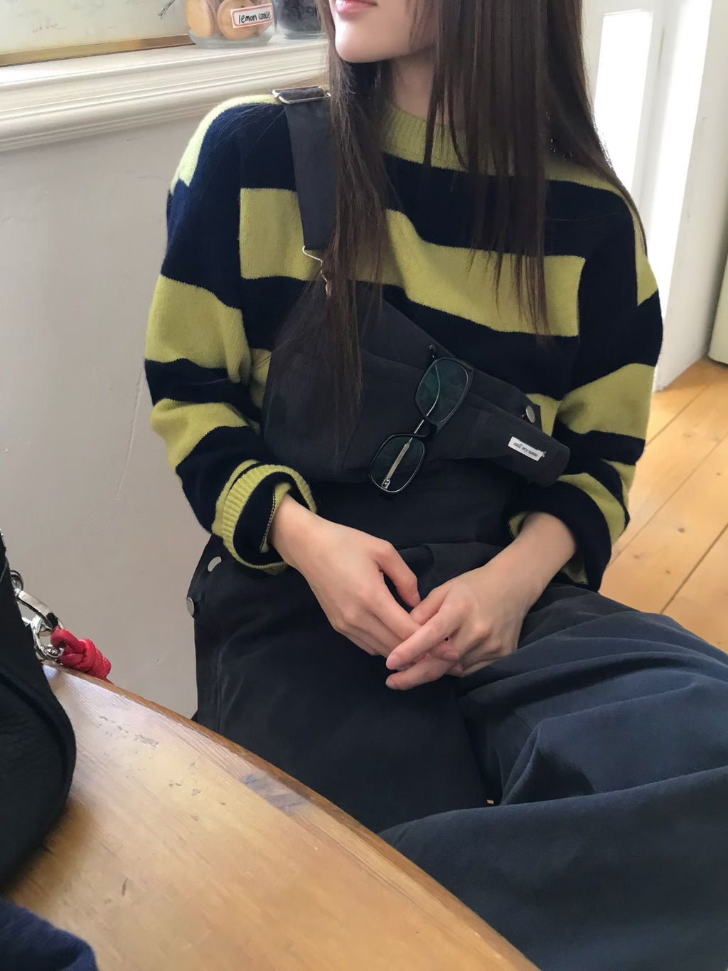 圓領條紋針織上衣 3色