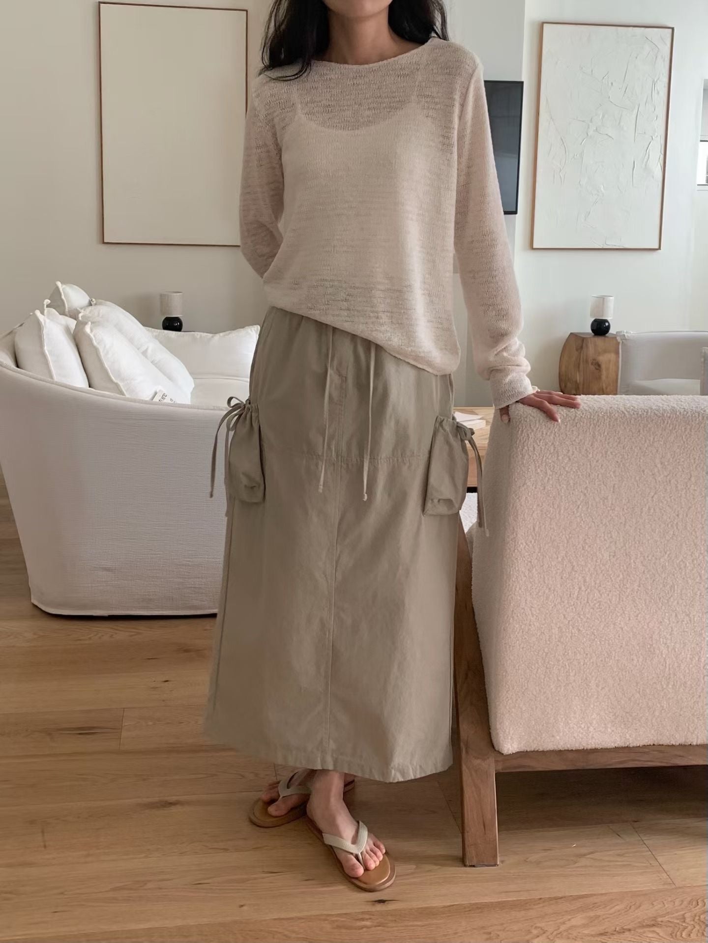 抽繩工裝裙 (2色)